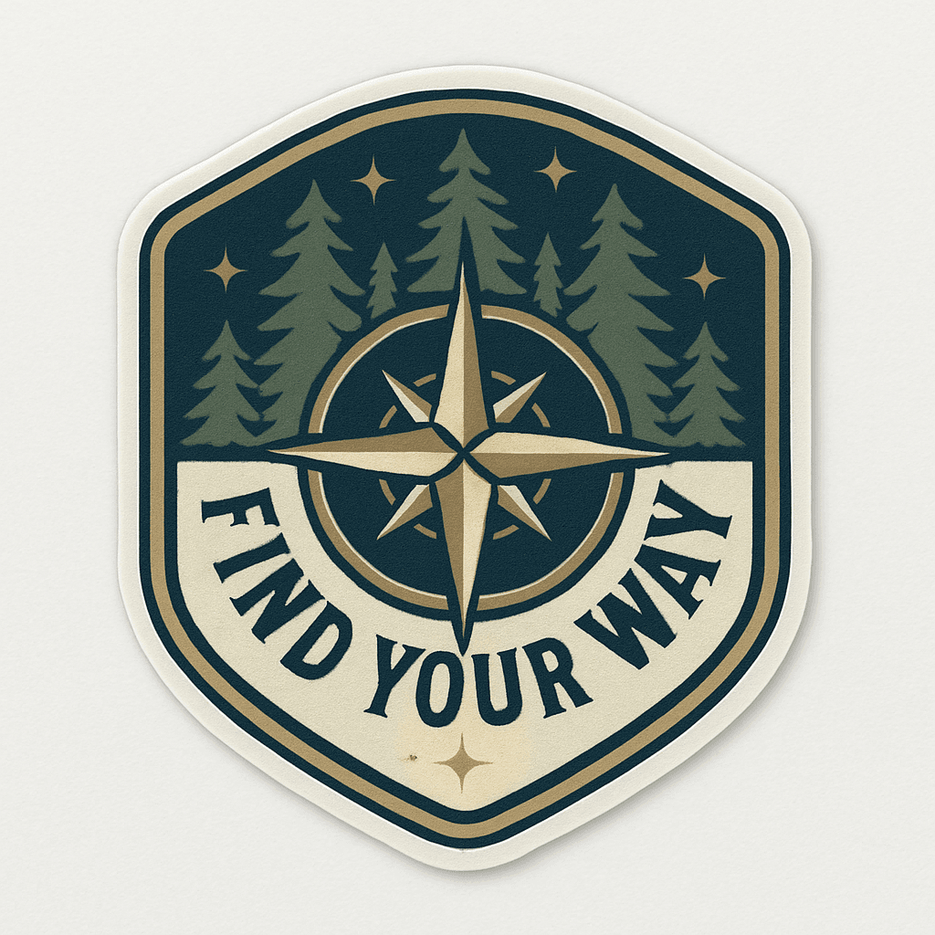 Find Your Way Compass and Pine Trees Badge