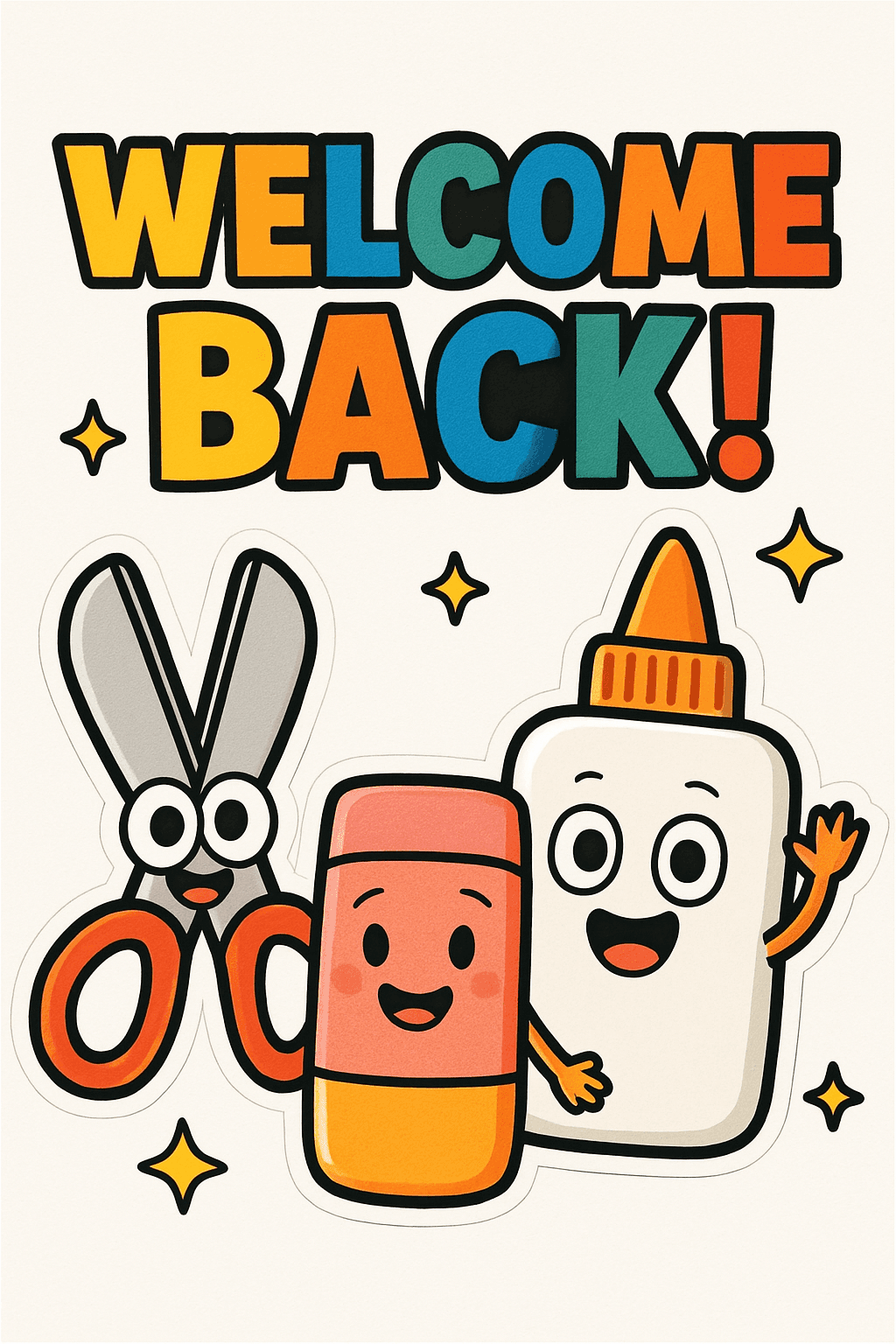 Cheerful Welcome Back with Cute School Supplies