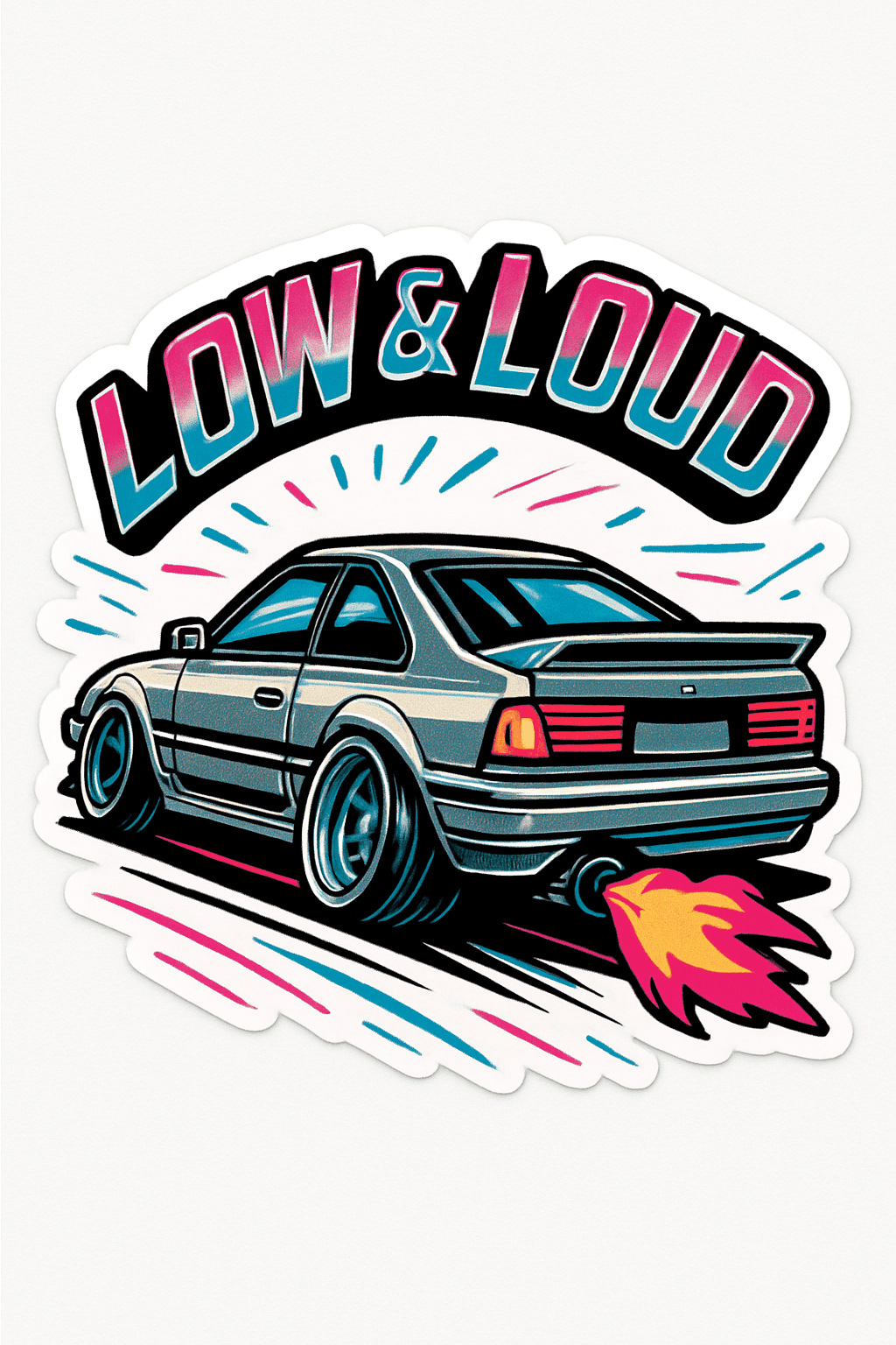 Low & Loud Turbocharged Retro Car Sticker