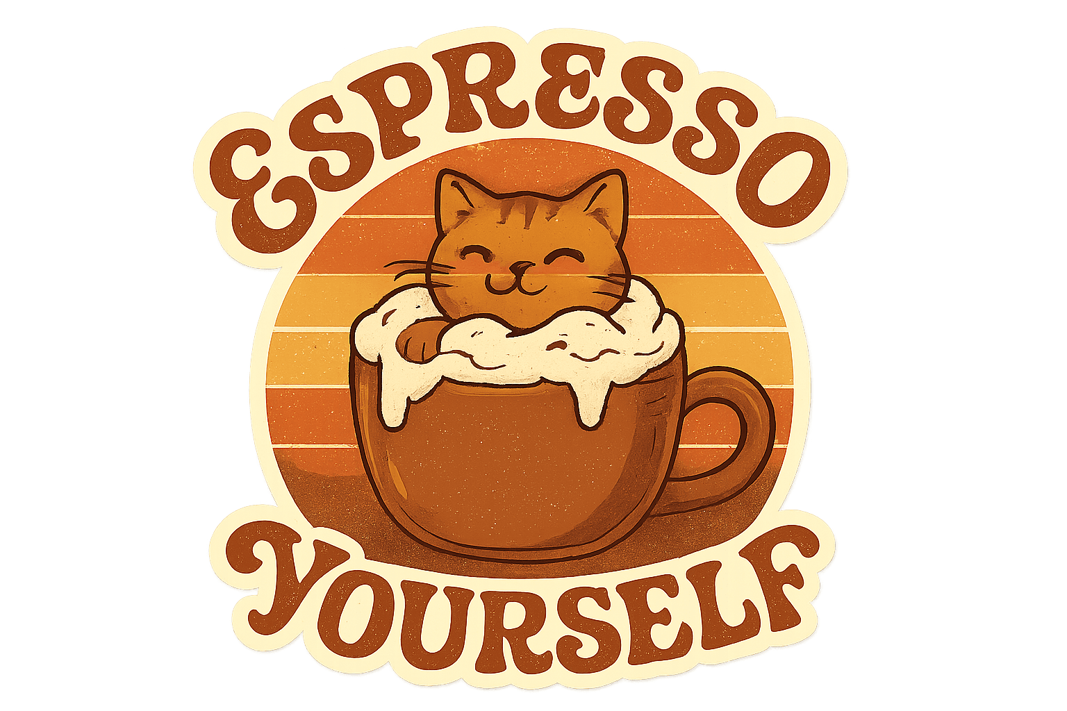 Cute Cat in Coffee Cup with Espresso Pun