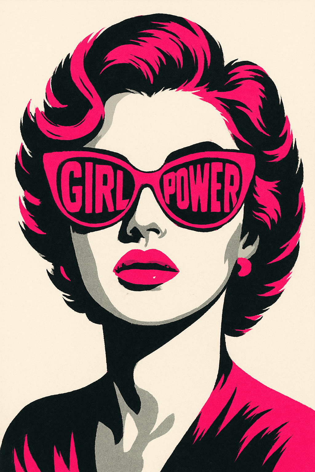 Retro Pop Art Woman with Bold Girl Power Shades