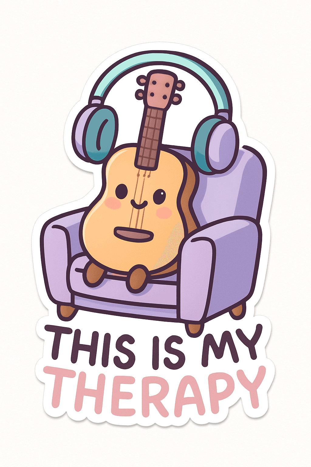 Cute Guitar Therapy Cartoon Sticker