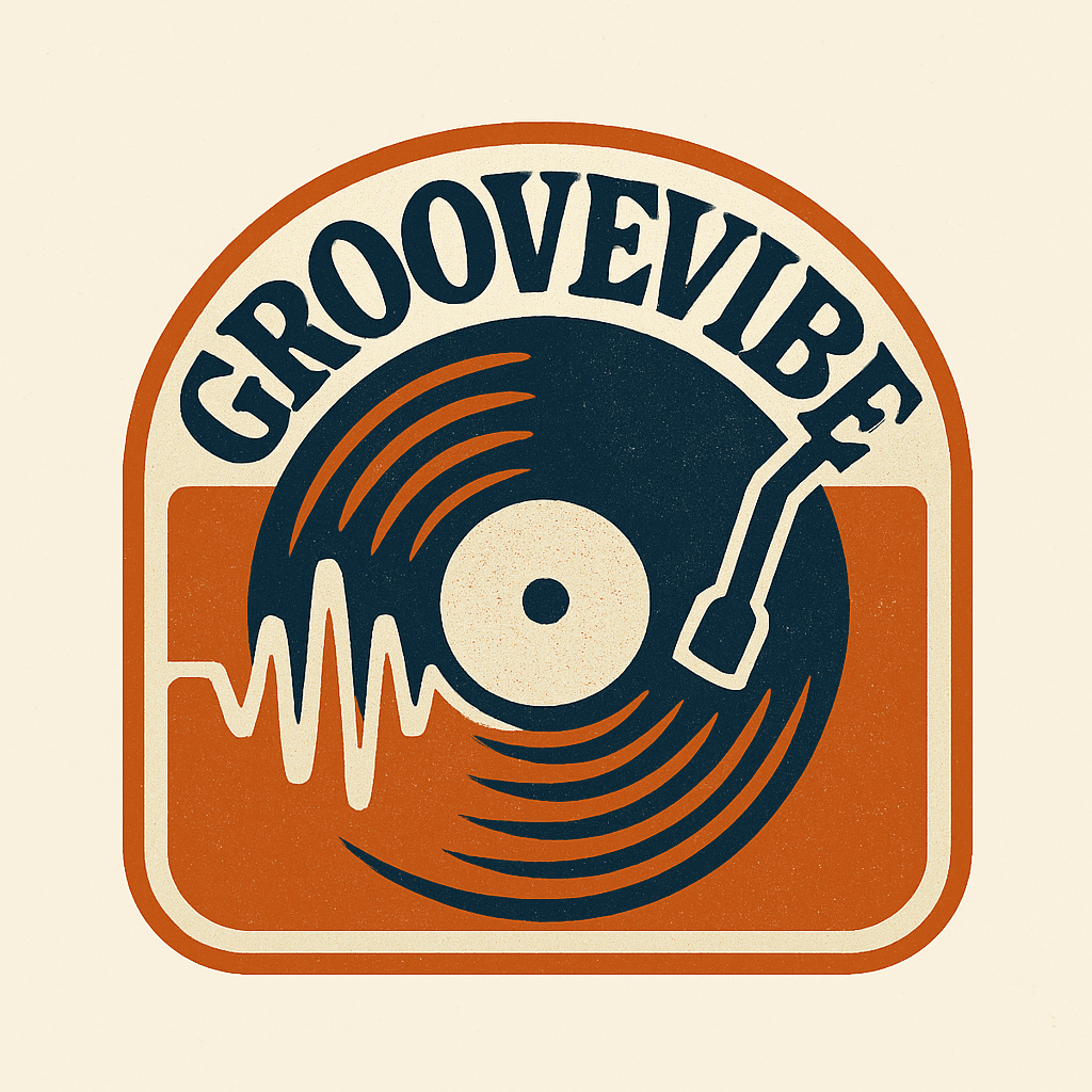 Retro GrooveVibe Vinyl Record Logo