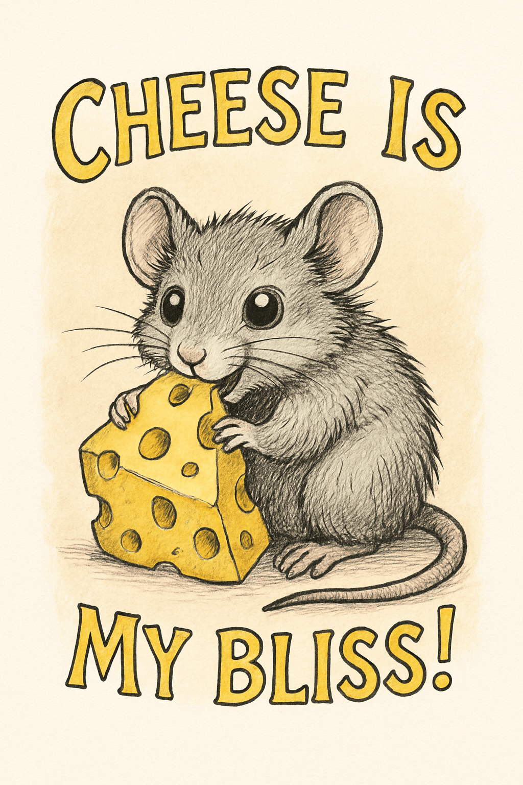 Cute Mouse Enjoying Cheese Bliss Illustration
