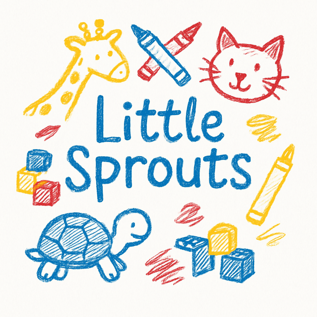 Playful Crayon Kids Logo with Animals & Toys