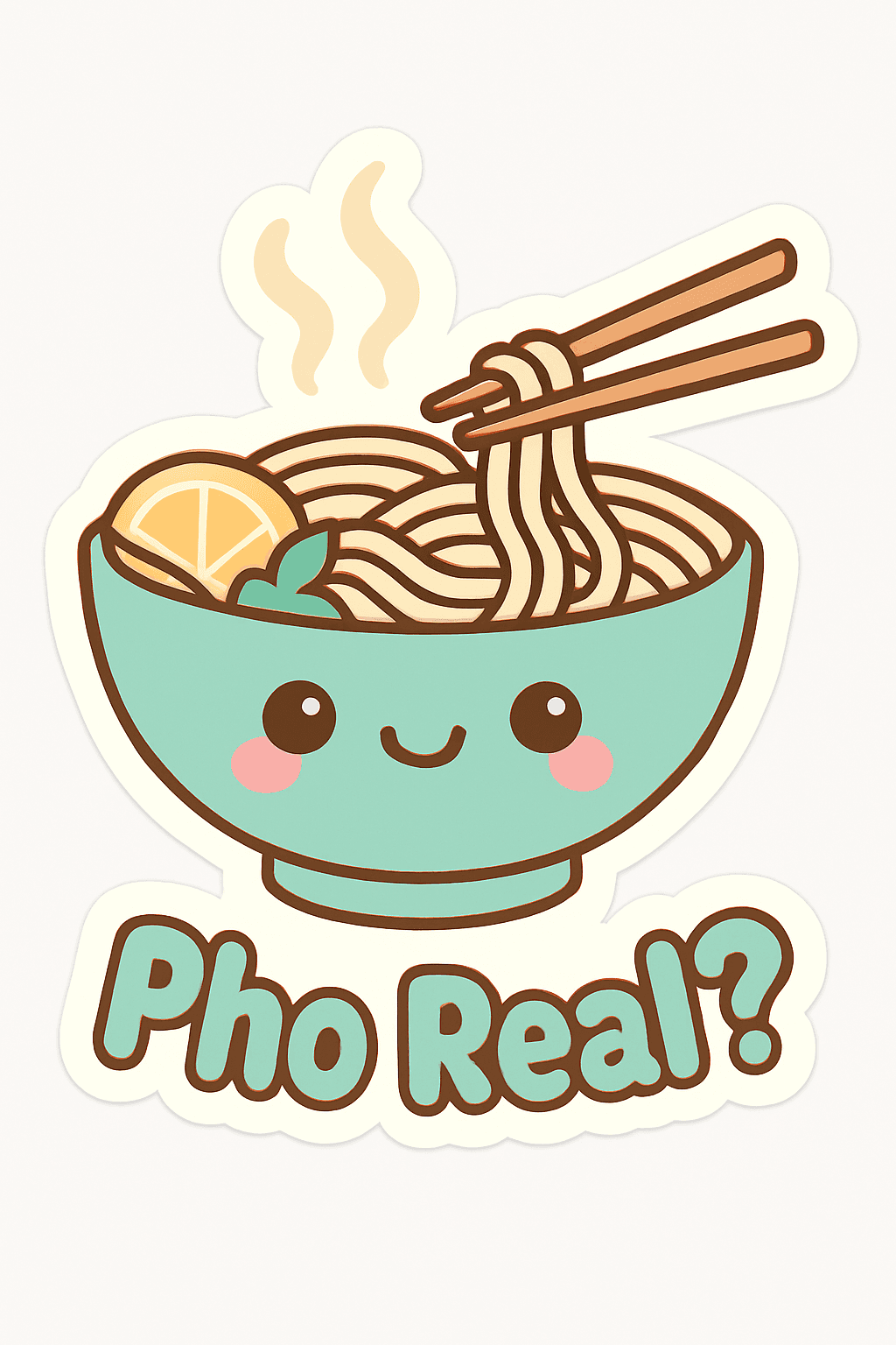 Cute Pho Bowl with Punny 'Pho Real?' Text