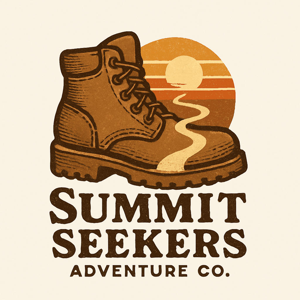 Vintage Hiking Boot with Sunset Adventure Logo