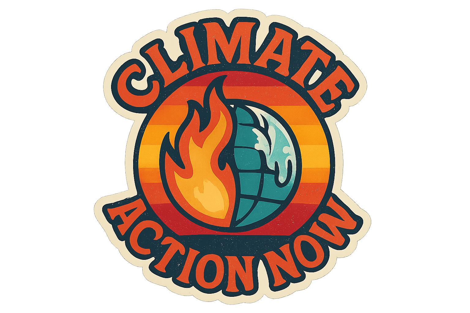 Vintage Climate Action Now Sticker Design