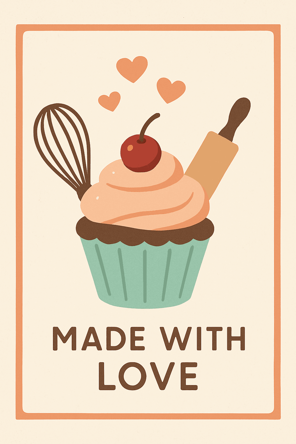 Sweet Cupcake Baking Poster with Heartfelt Charm