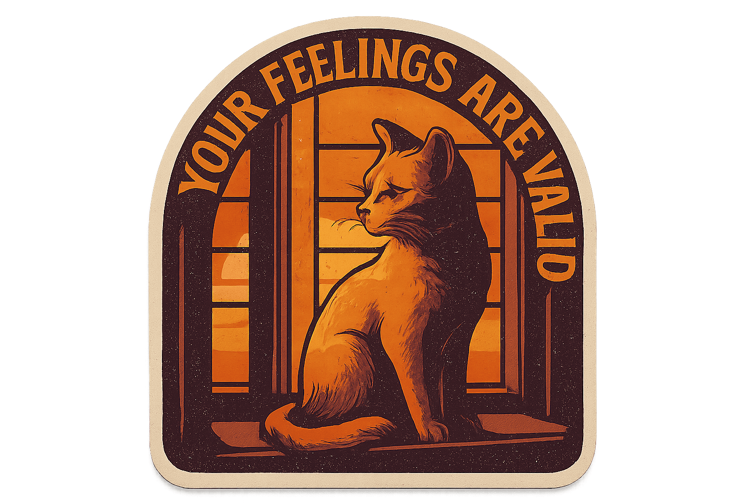 Vintage Cat Sticker with Empowering Message