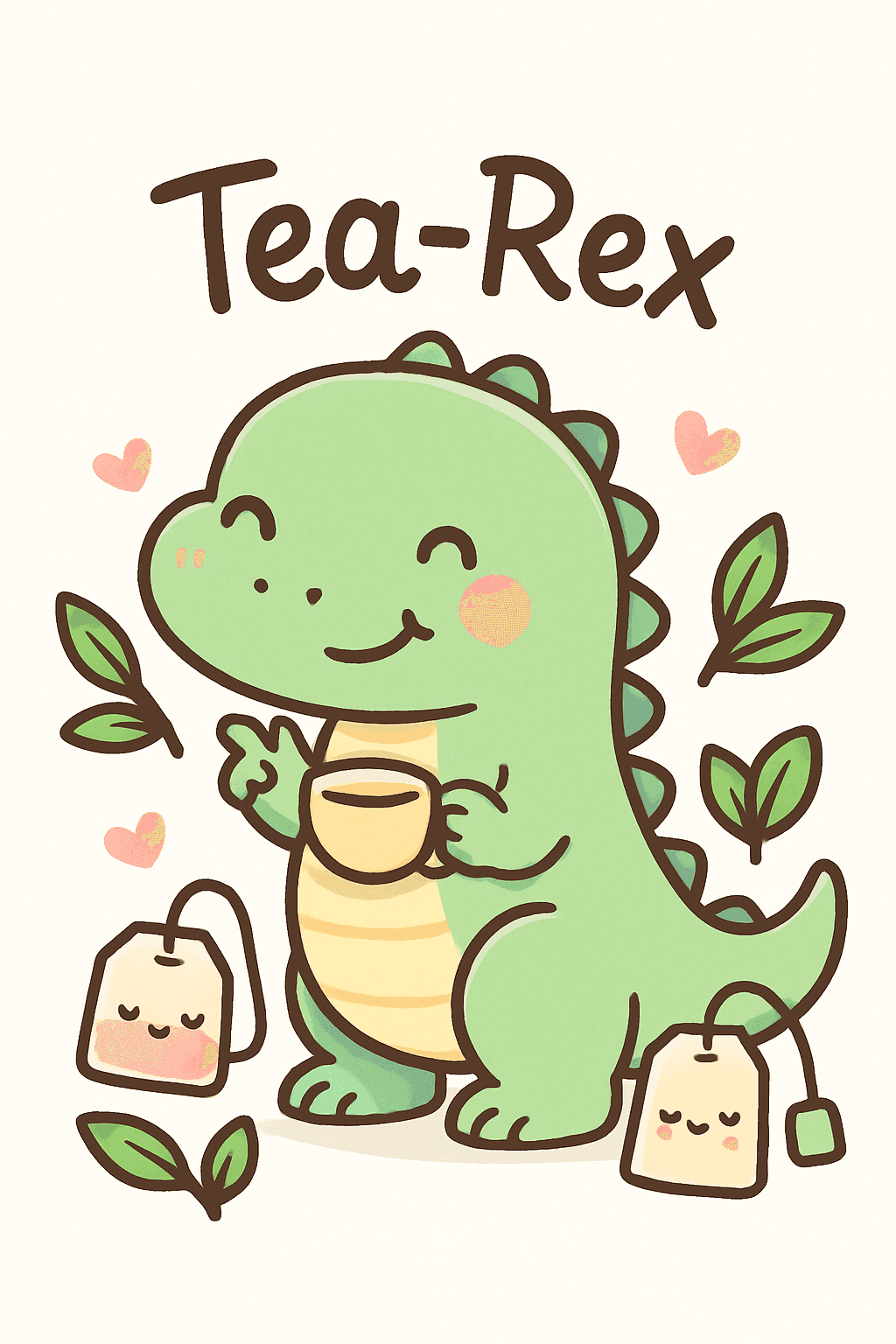 Cute Tea-Rex Dinosaur Sipping Tea