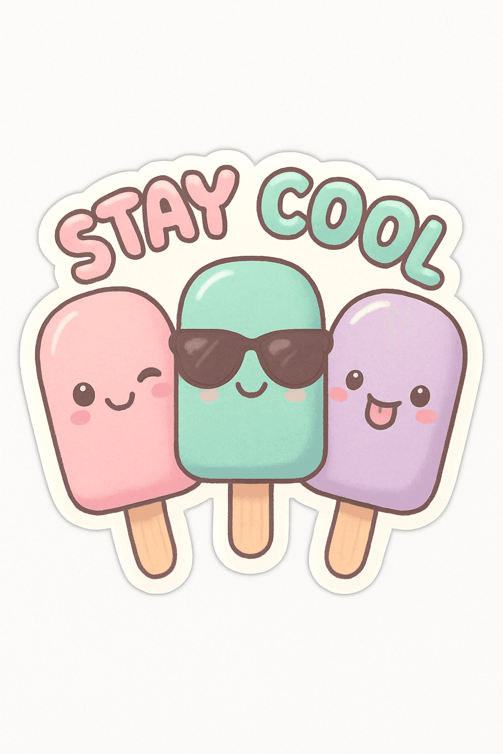 Cute Kawaii Popsicles with Stay Cool Slogan