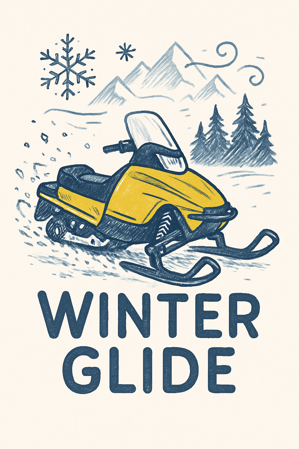 Vintage Snowmobile Adventure Poster