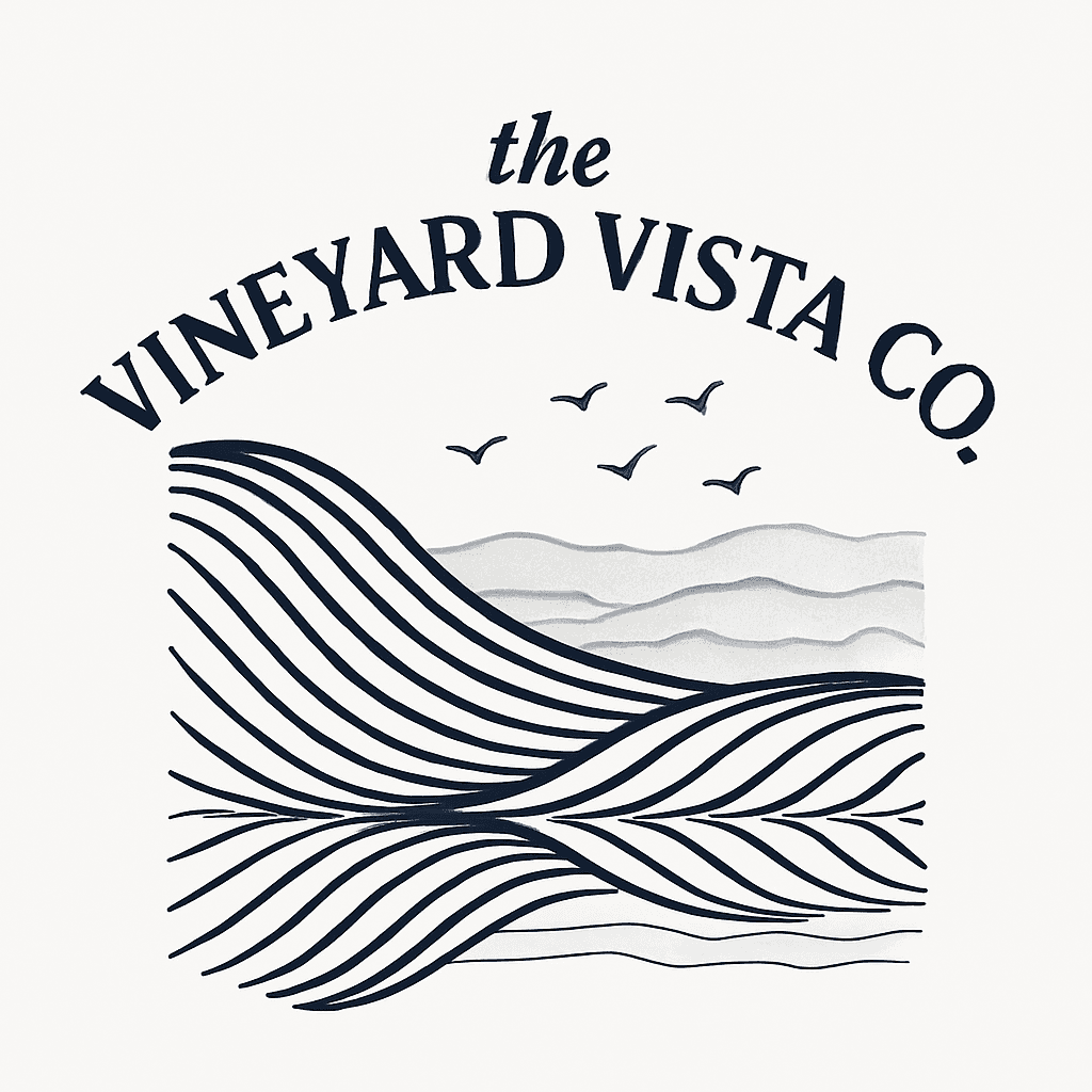 Elegant Vineyard Landscape Logo with Birds