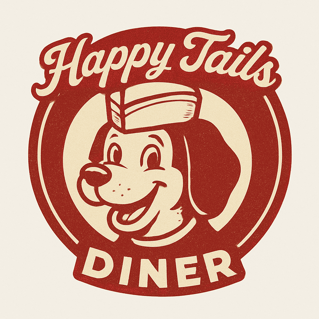 Happy Tails Diner Retro Dog Mascot Logo