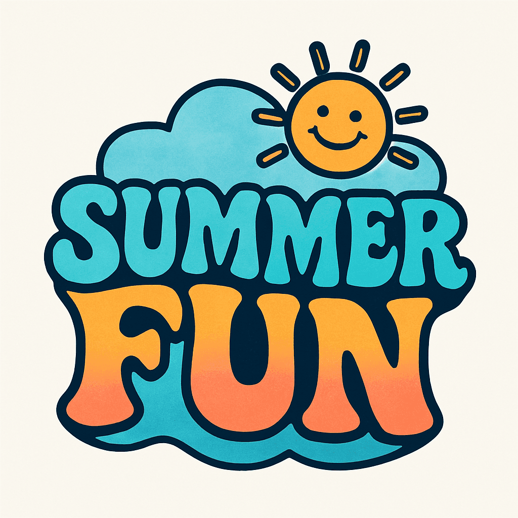 Retro Summer Fun with Smiling Sun & Cloud