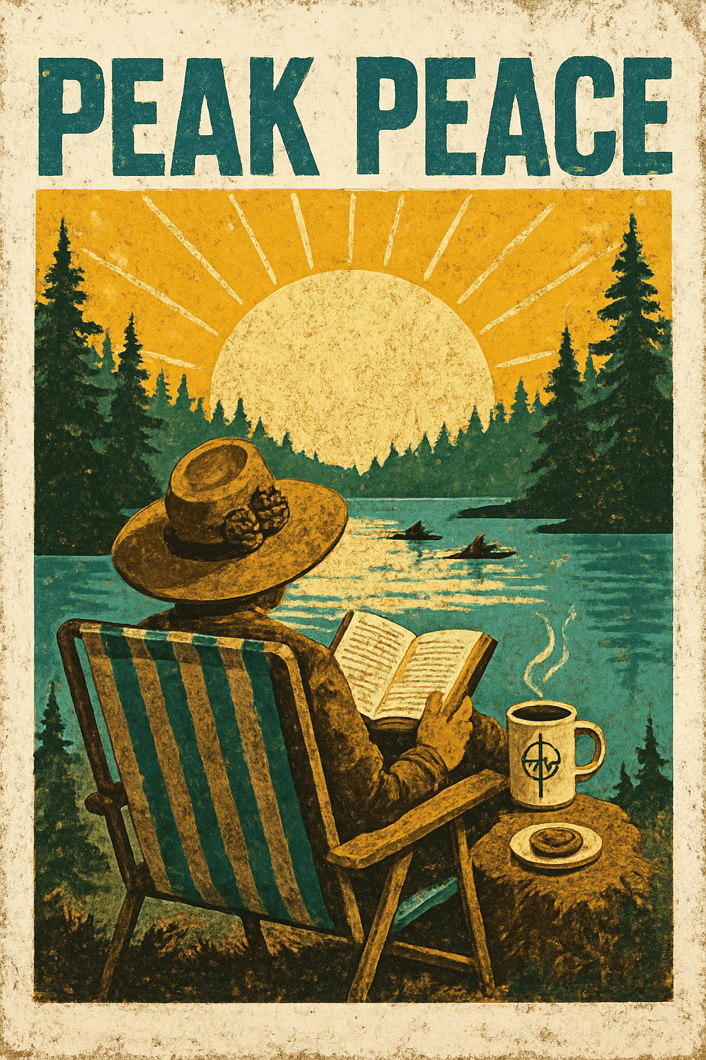 Vintage Peaceful Lakeside Reading Retreat