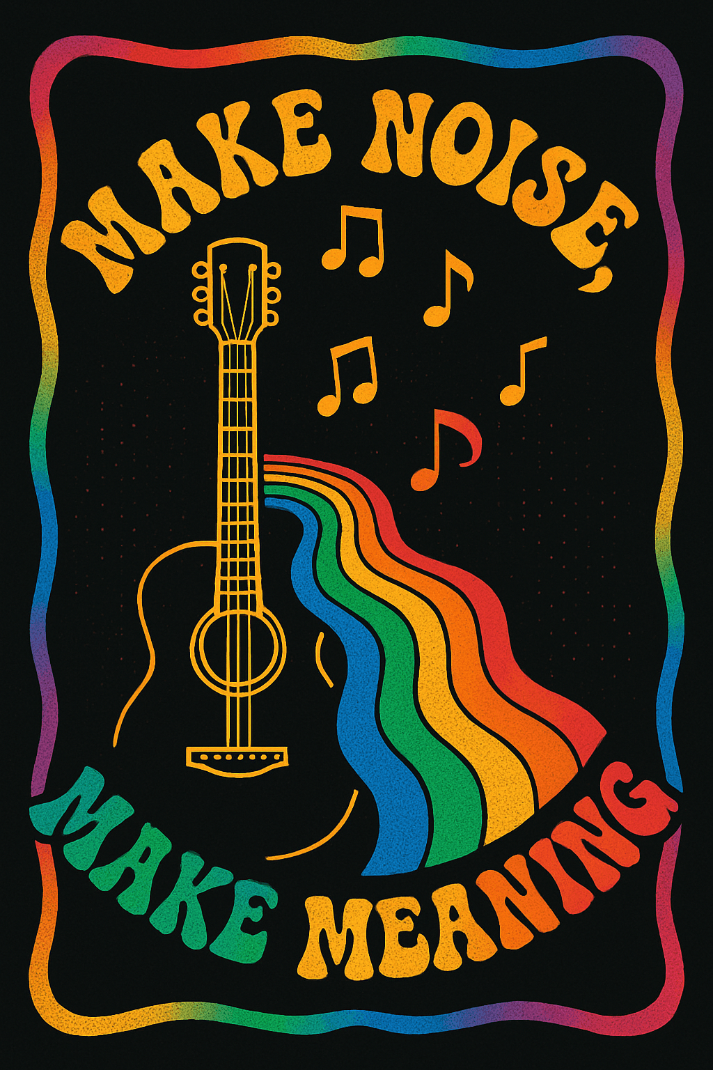 Retro Rainbow Guitar Music Poster