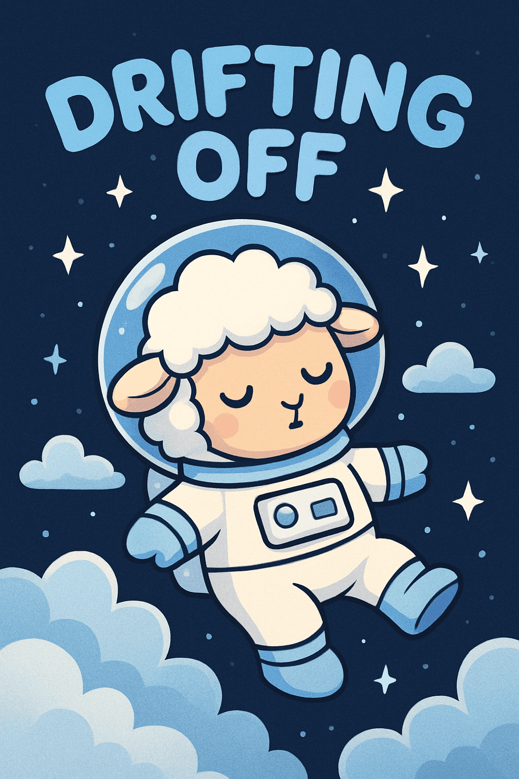 Cute Astronaut Lamb Drifting Off to Sleep
