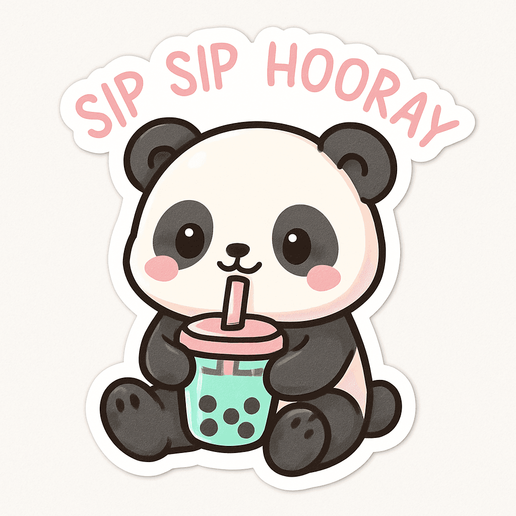 Cute Panda Sipping Bubble Tea Sticker