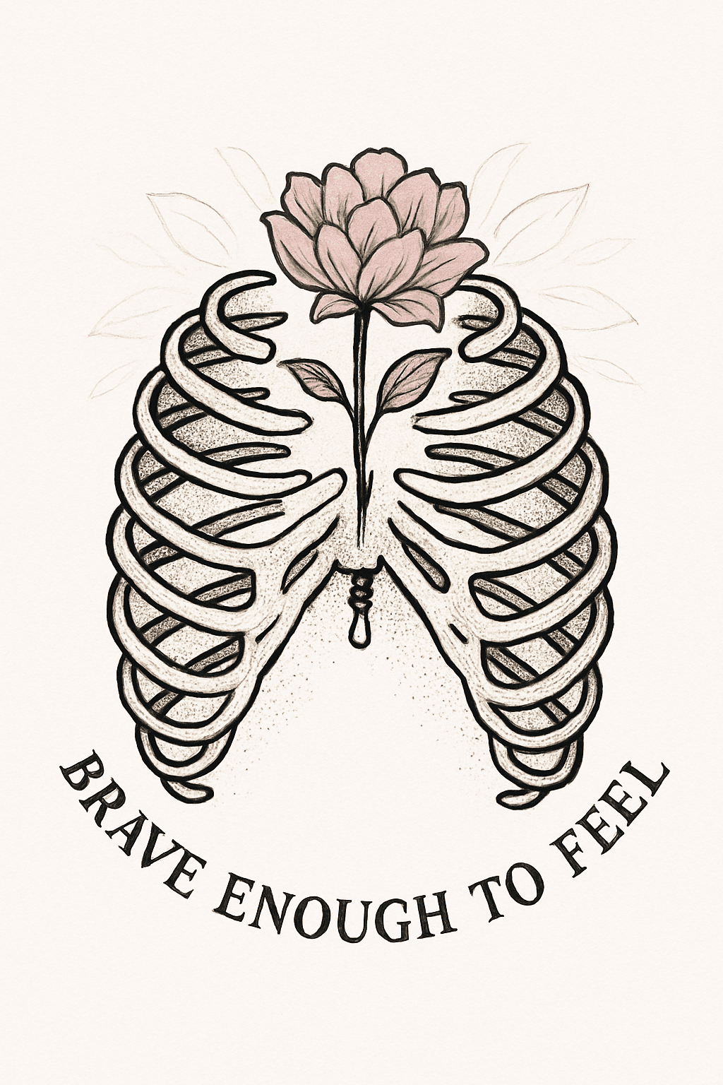 Floral Ribcage with Inspirational Quote Design