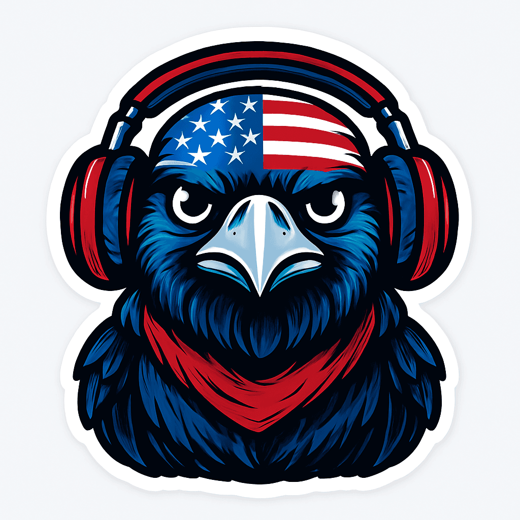 Patriotic Eagle with Headphones Sticker