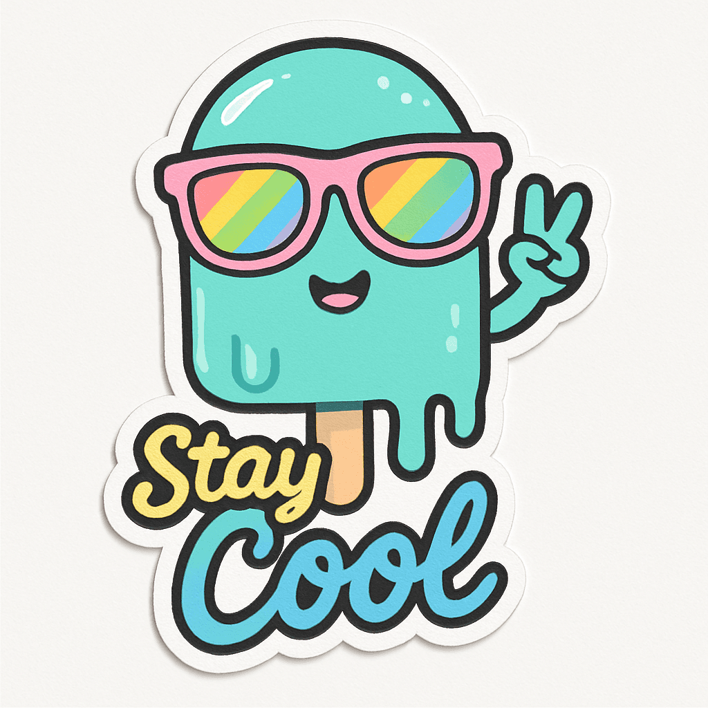 Cool Popsicle Character with Peace Sign