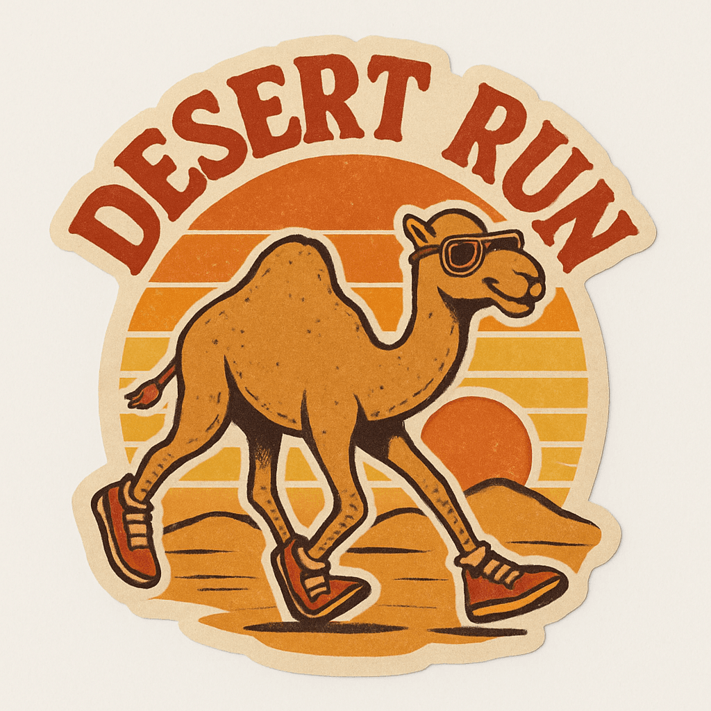 Cool Camel Running in Desert with Sneakers