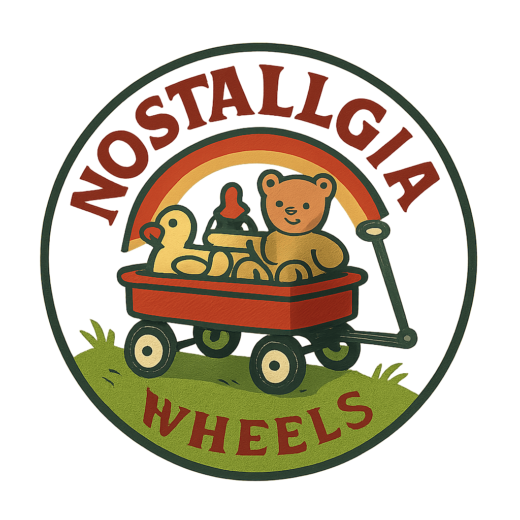 Retro Kids Wagon with Toys Nostalgia Logo
