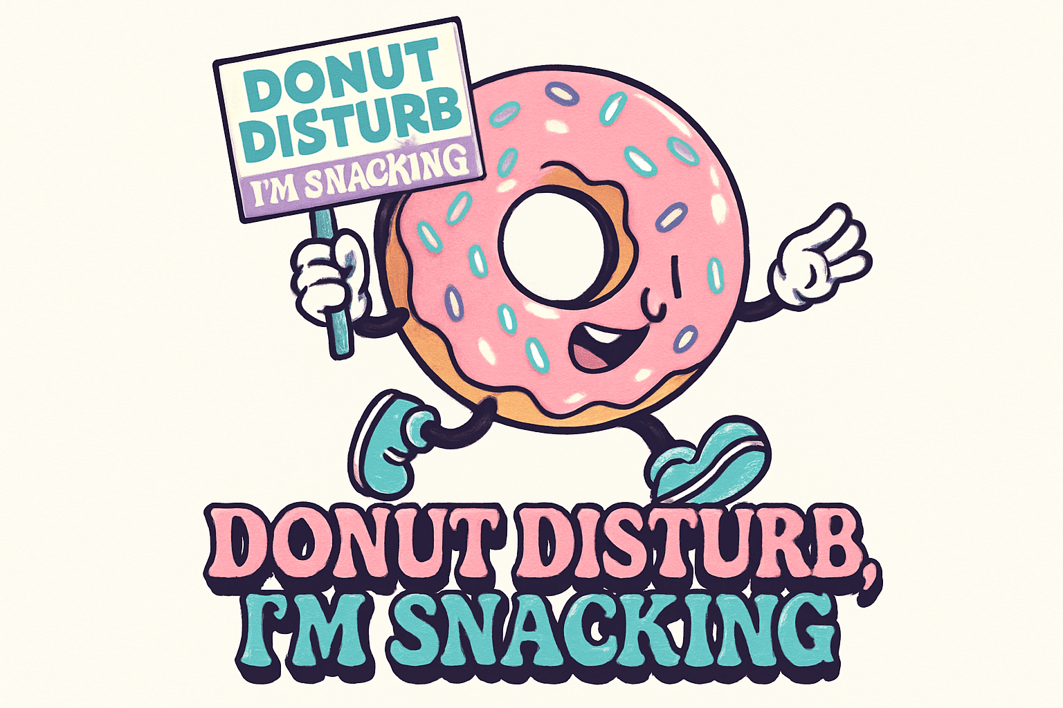 Donut Disturb: Fun Snacking Cartoon Design