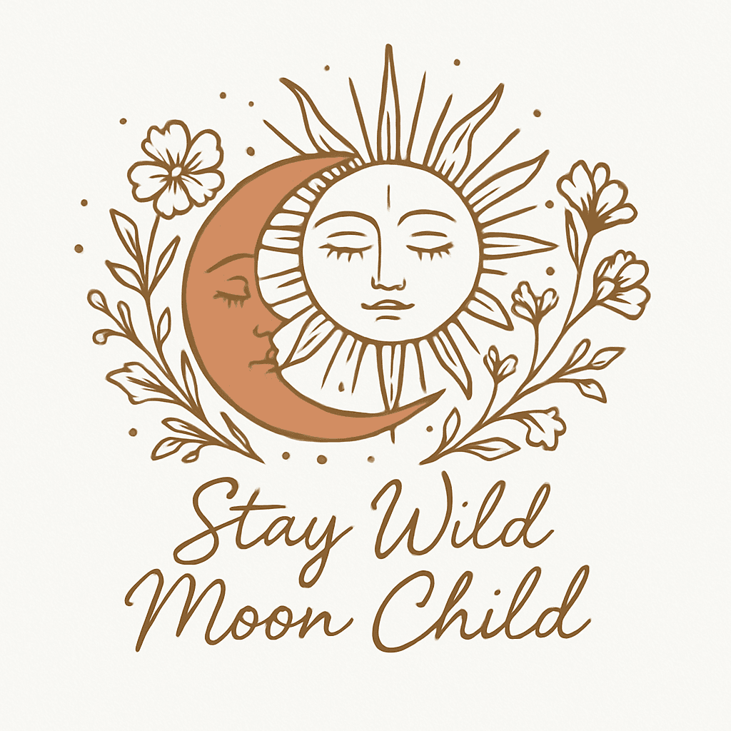 Stay Wild Moon Child Celestial Floral Design