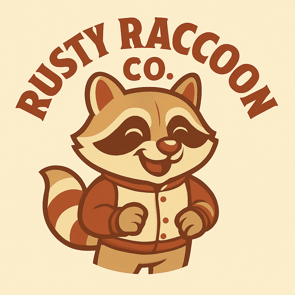 Cheerful Rusty Raccoon Cartoon Logo