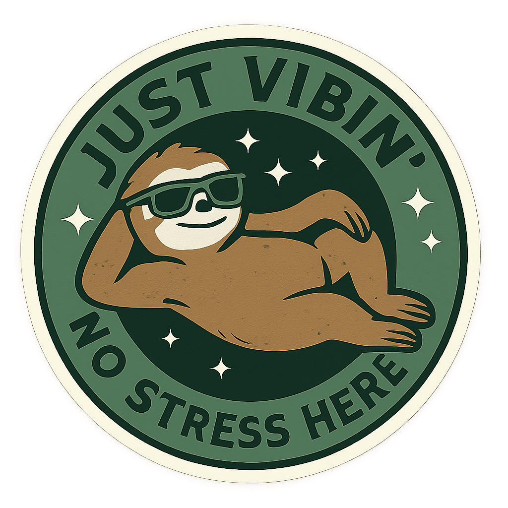 Chill Sloth Vibes Sticker with Sunglasses