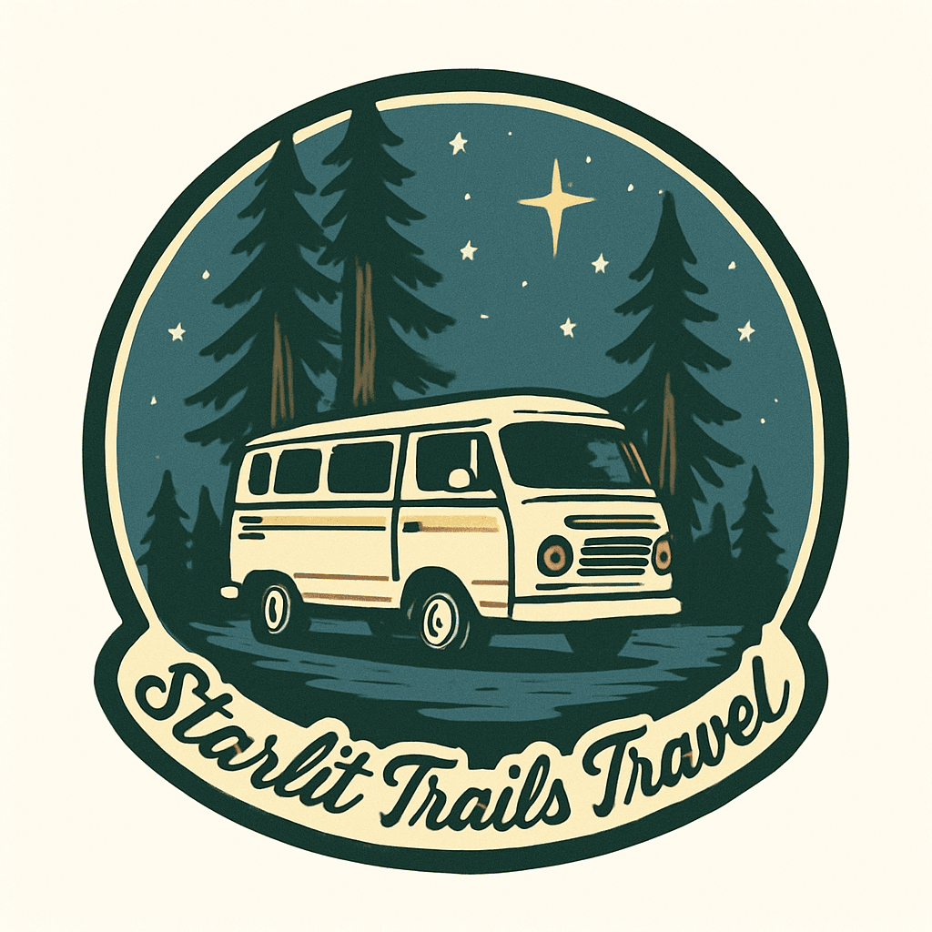 Retro Van Night Travel Adventure Logo