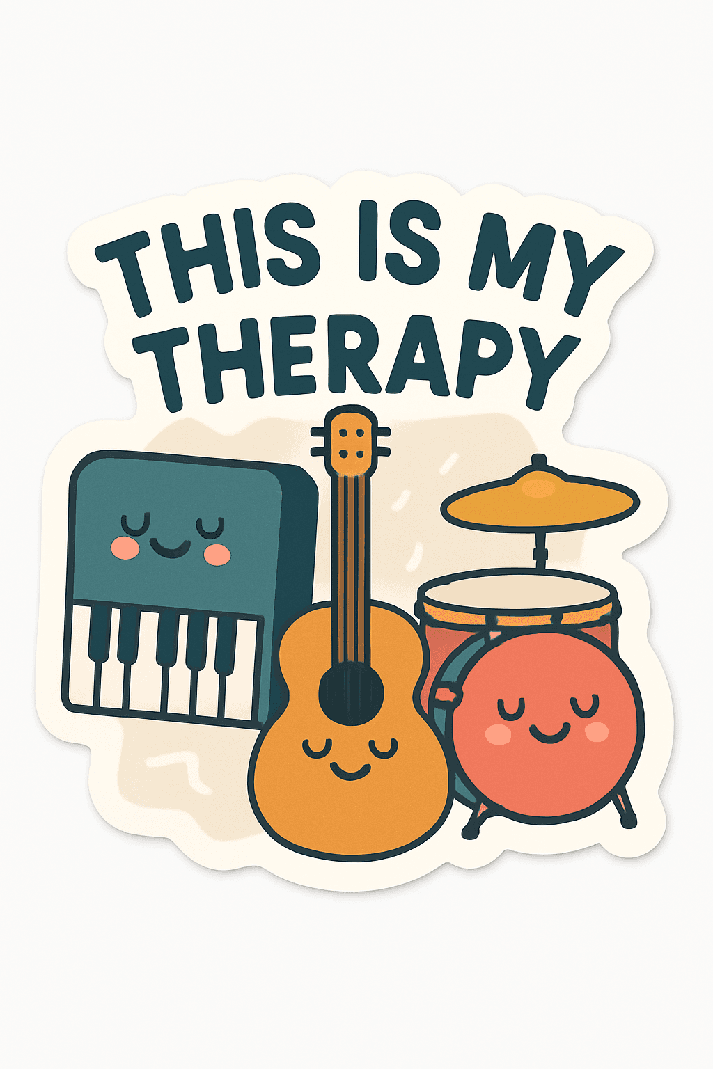 Cute Musical Therapy Sticker with Happy Instruments