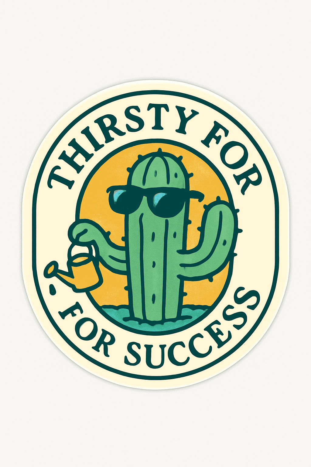 Cool Cactus with Watering Can Sticker