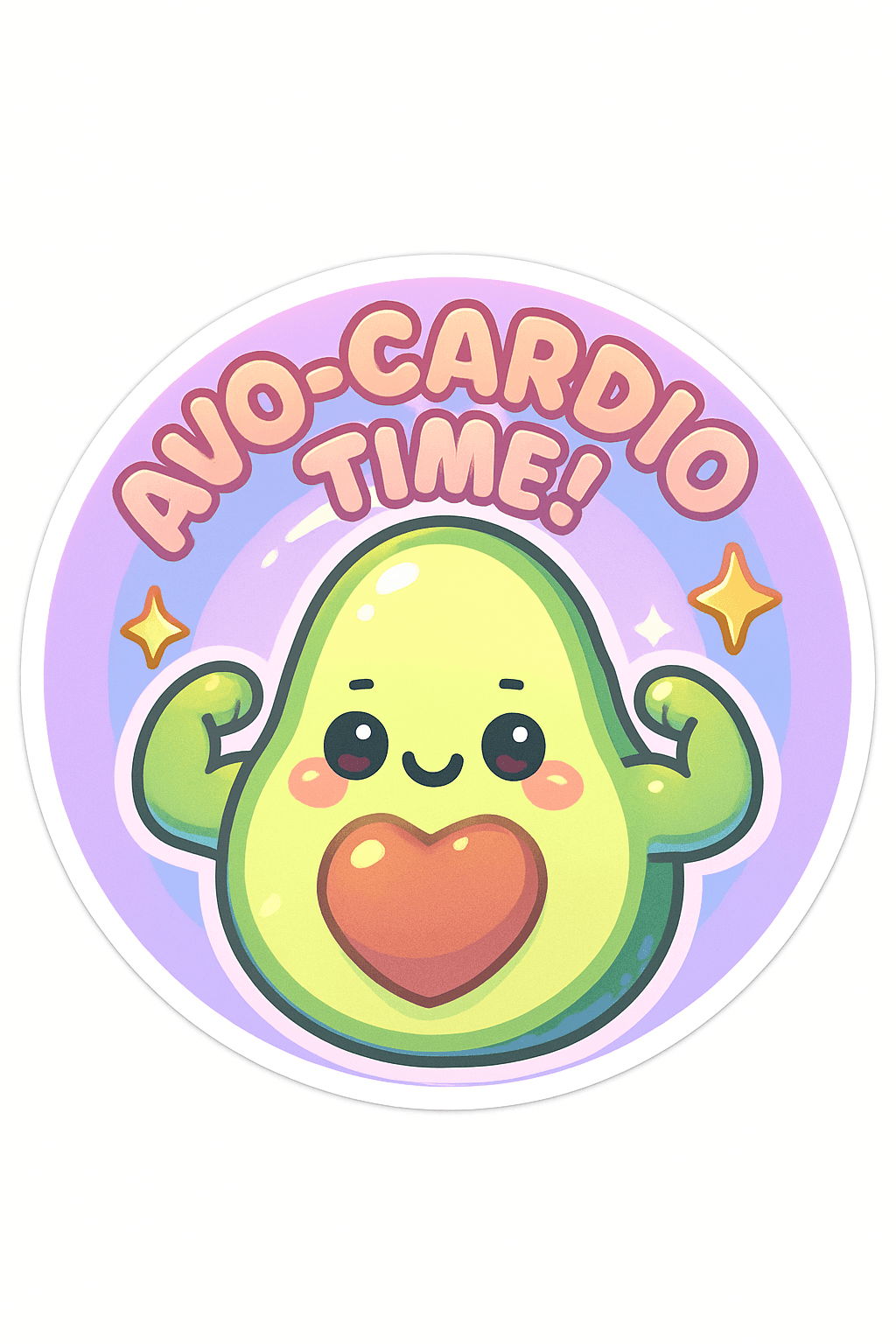Cute Strong Avocado 'Avocado-Cardio Time!' Sticker