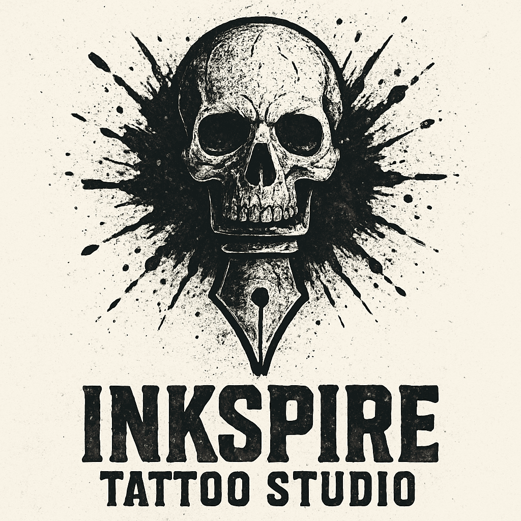 Skull & Ink Pen Tattoo Studio Logo