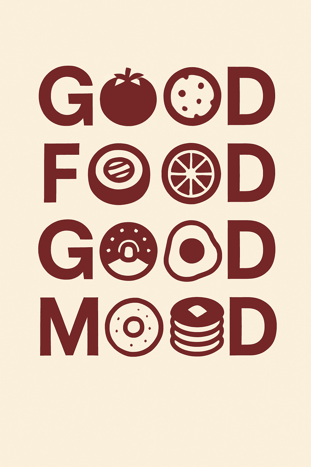 Good Food Good Mood Typography with Food Icons