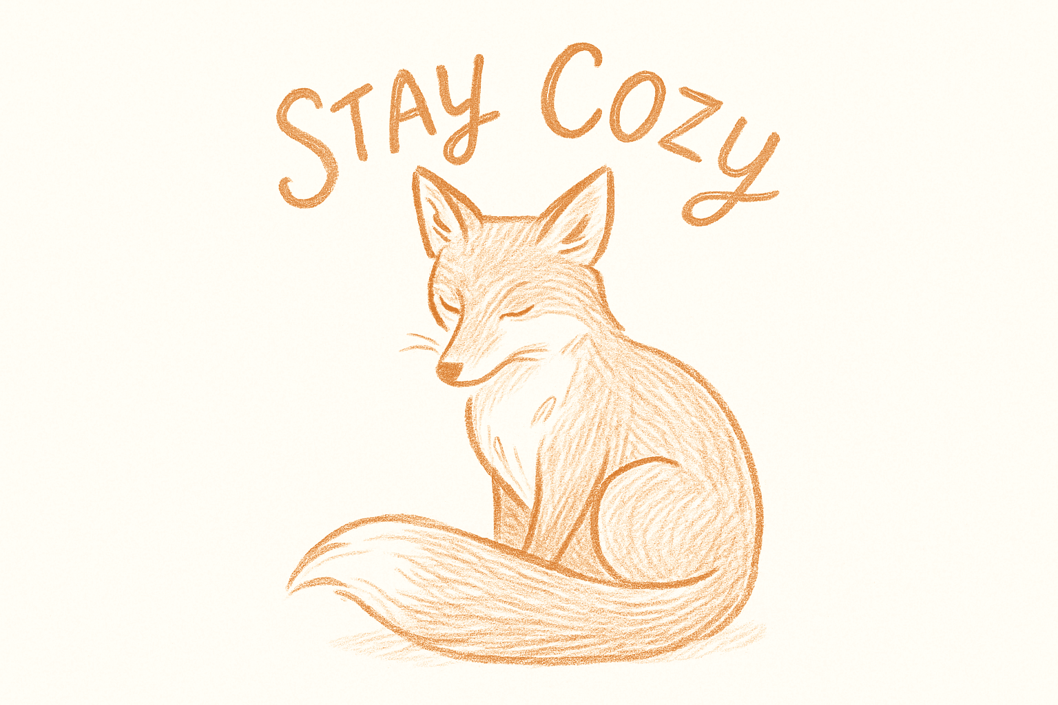 Cozy Fox Sketch with Stay Cozy Message