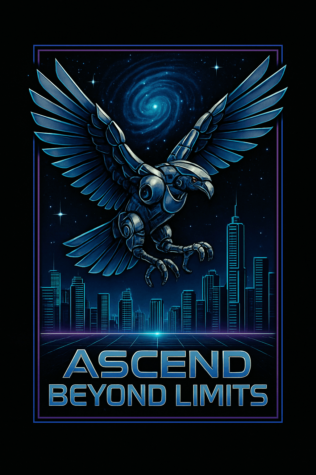 Futuristic Robo-Eagle Soars Above Neon City