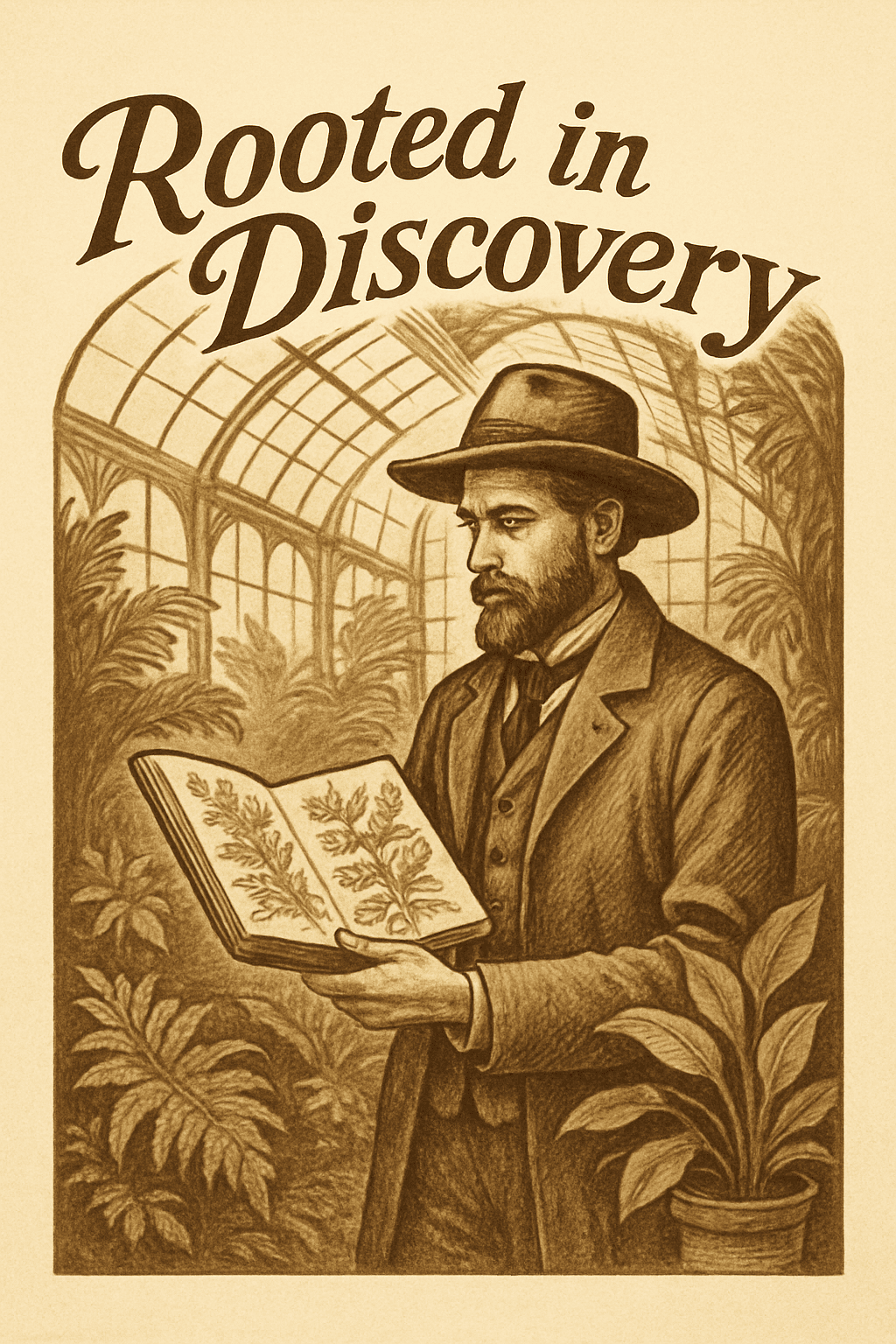 Vintage Botanist Exploring Plant Discovery