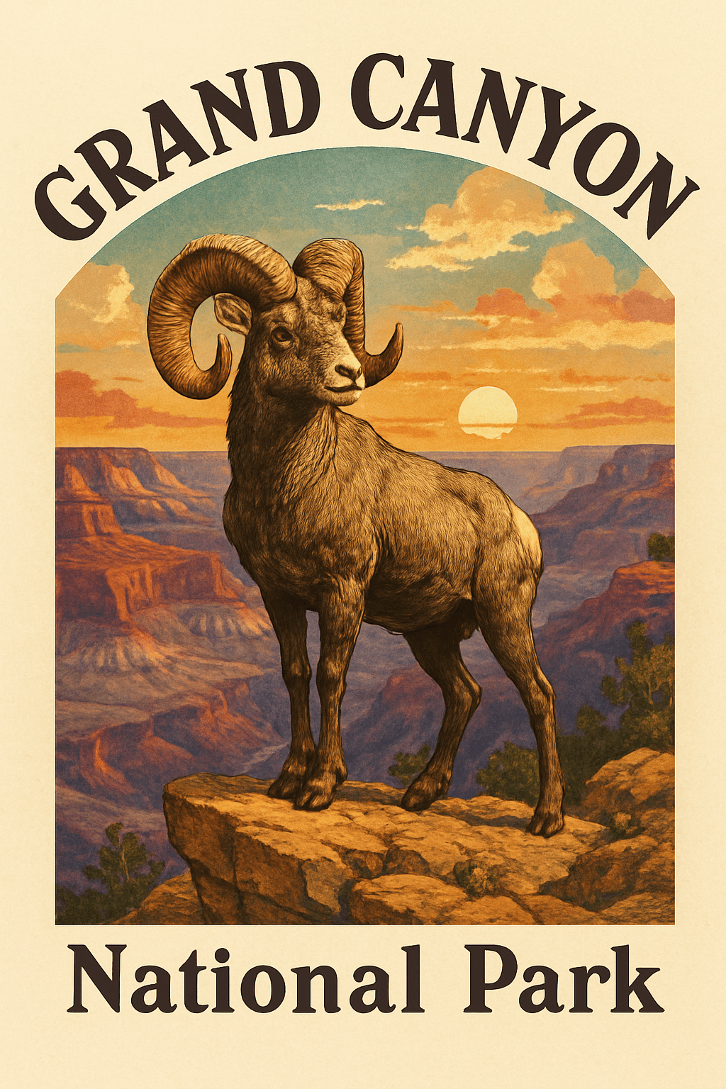 Majestic Bighorn Sheep at Grand Canyon Sunset