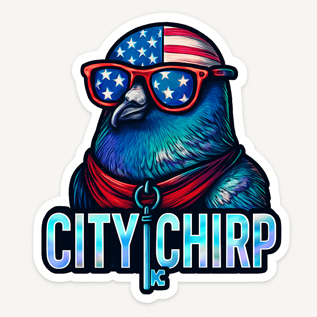 Patriotic City Pigeon with Sunglasses Sticker