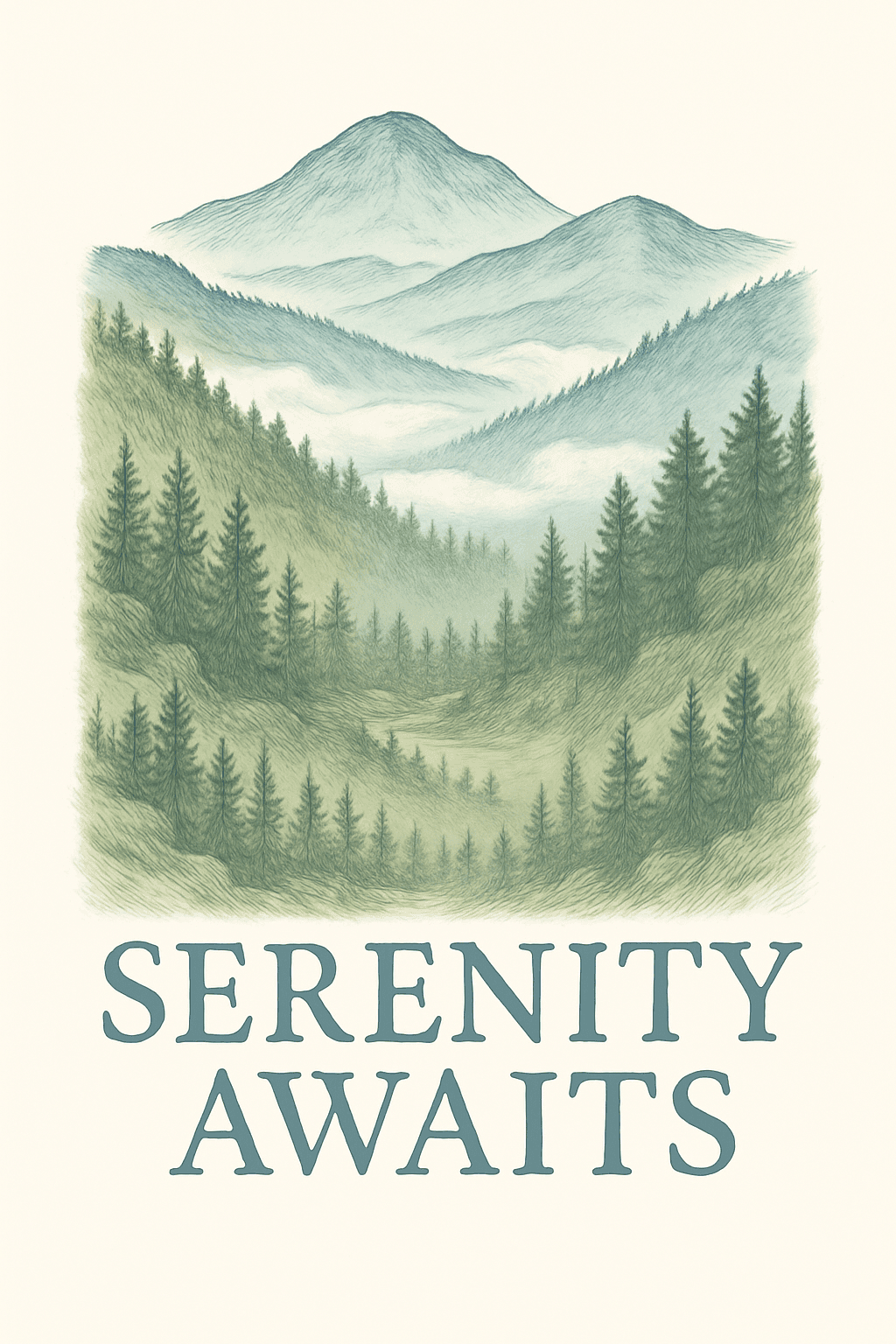 Tranquil Mountain Valley Landscape Poster