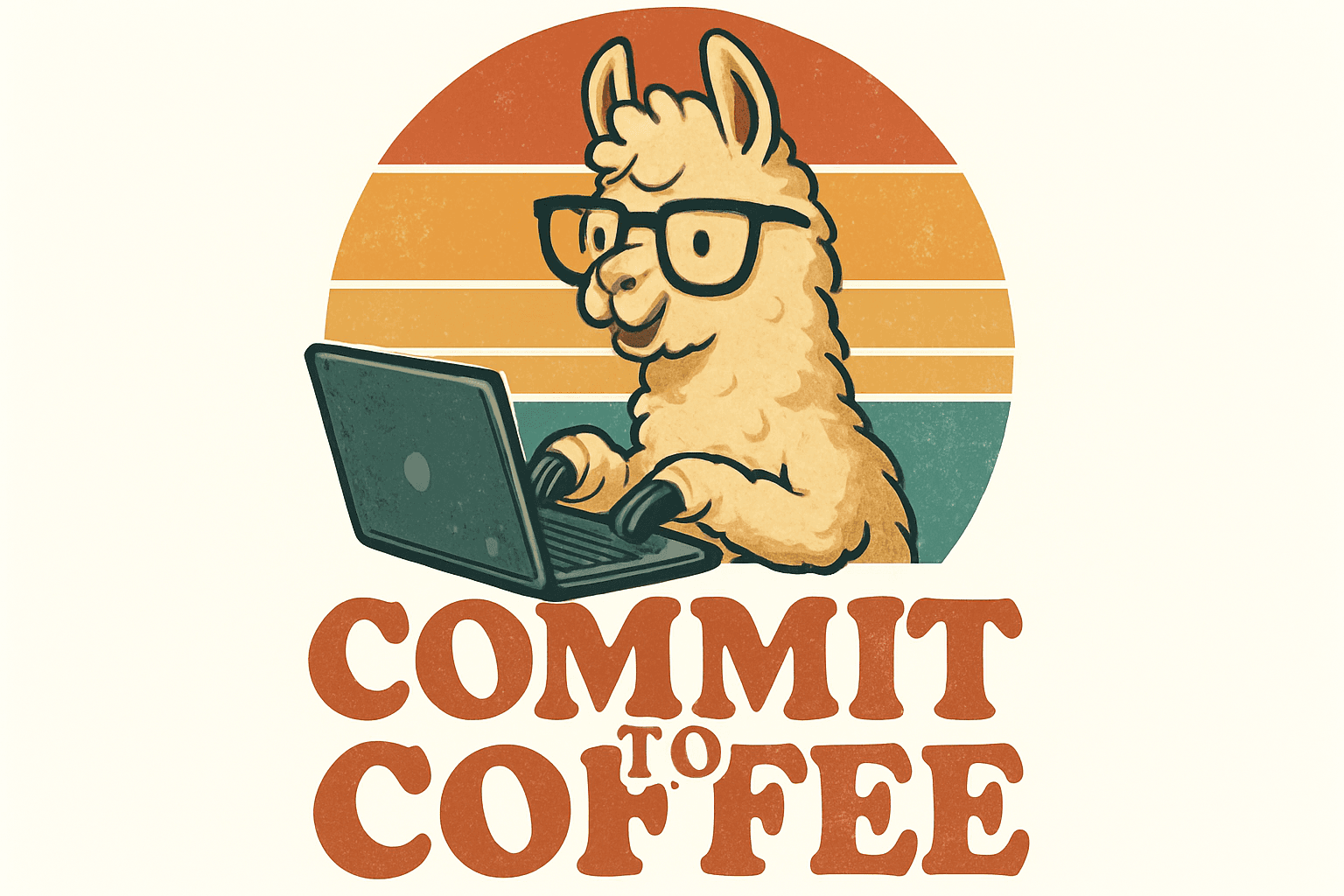 Geeky Llama Typing with Coffee Vibes