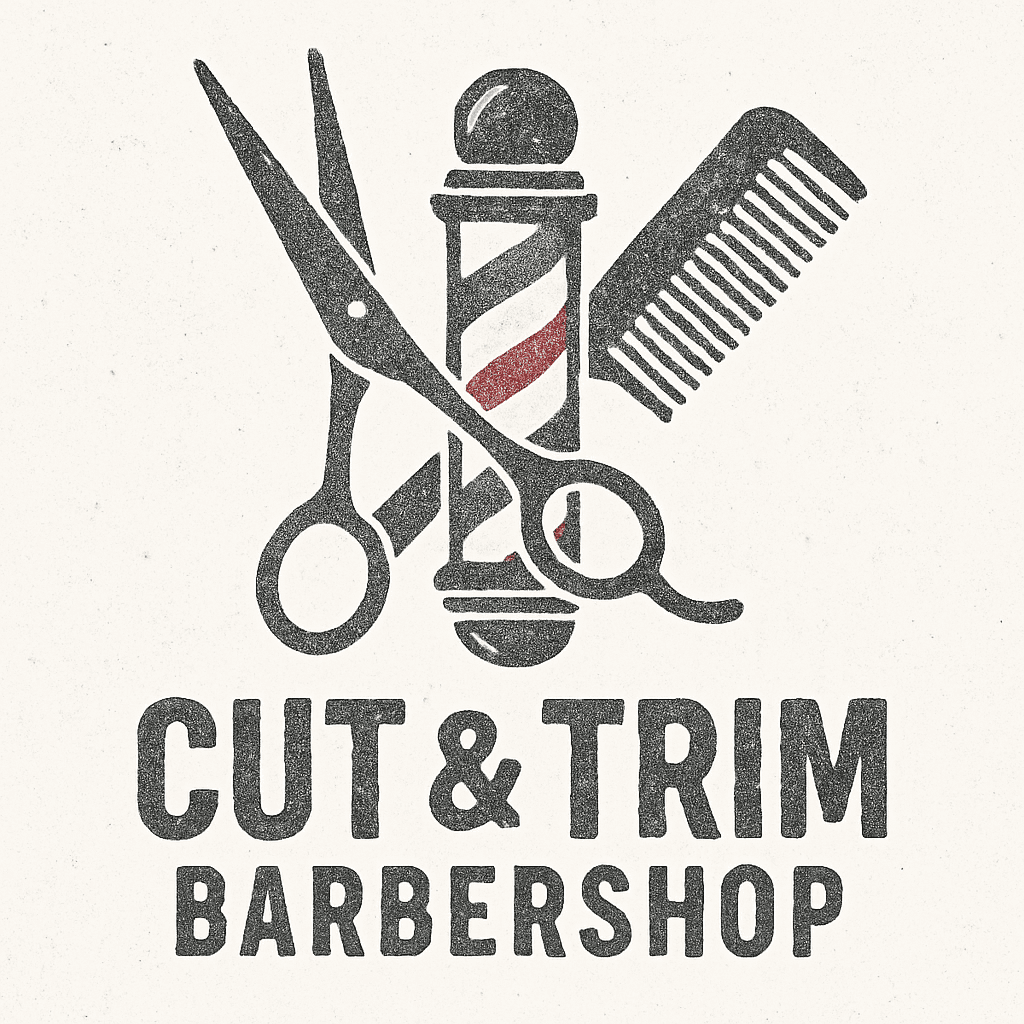 Vintage Cut & Trim Barbershop Logo