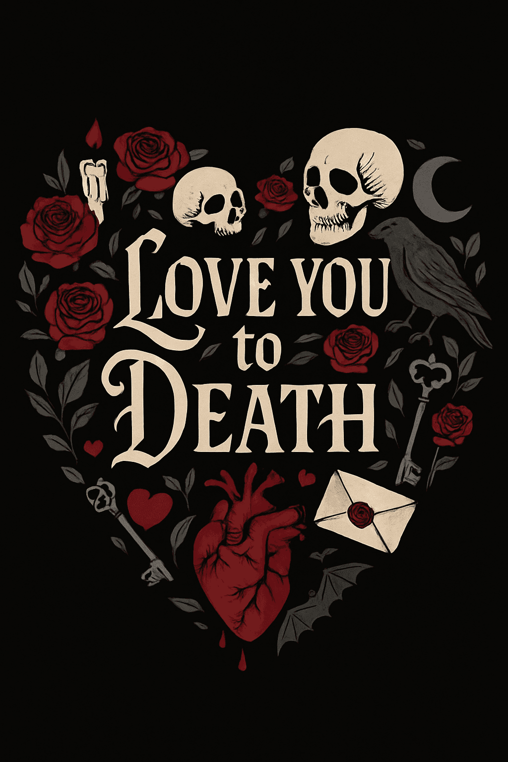 Love You to Death Gothic Heart Design