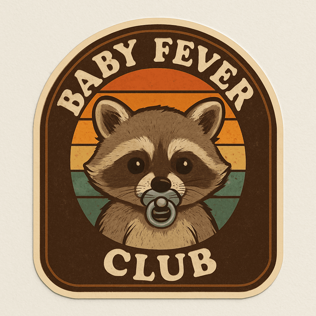 Retro Baby Raccoon with Pacifier Sticker