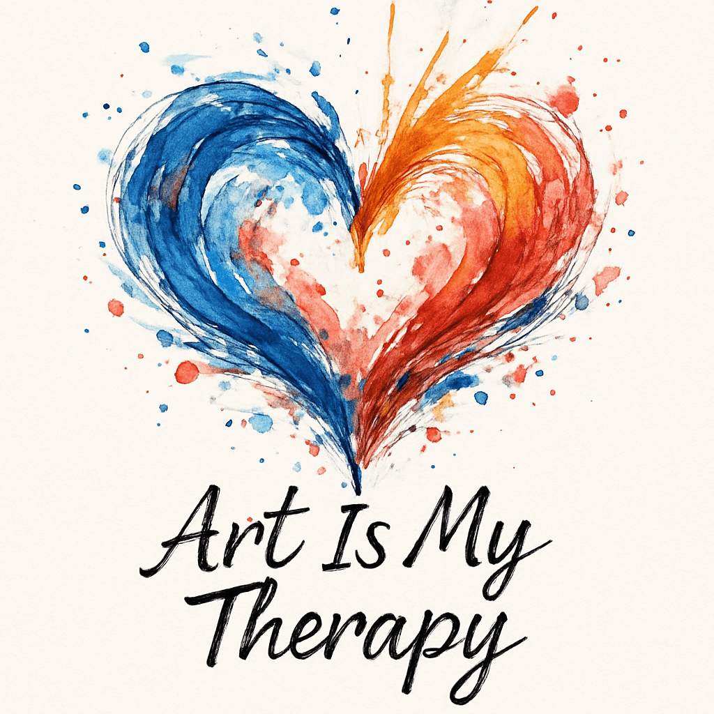 Watercolor Heart with 'Art Is My Therapy' Quote